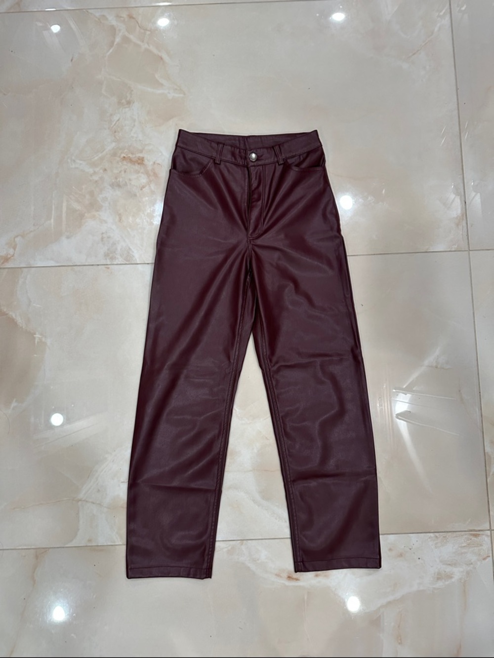 Dynamite Faux Leather Jeans in Wine